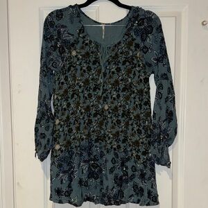 FP Movement by Free People Blue Floral Top
